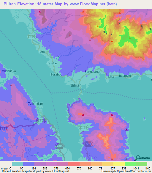 Biliran,Philippines Elevation Map