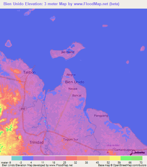 Bien Unido,Philippines Elevation Map