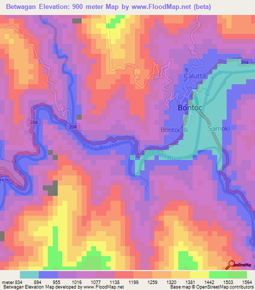 Betwagan,Philippines Elevation Map