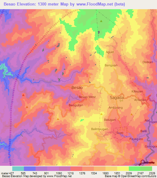 Besao,Philippines Elevation Map