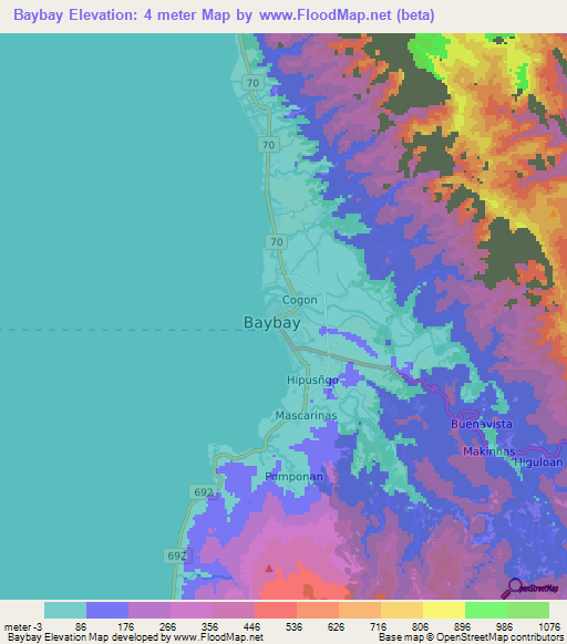 Baybay,Philippines Elevation Map