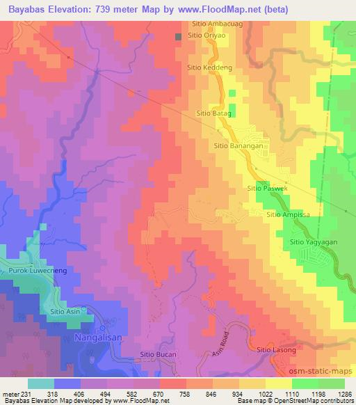 Bayabas,Philippines Elevation Map