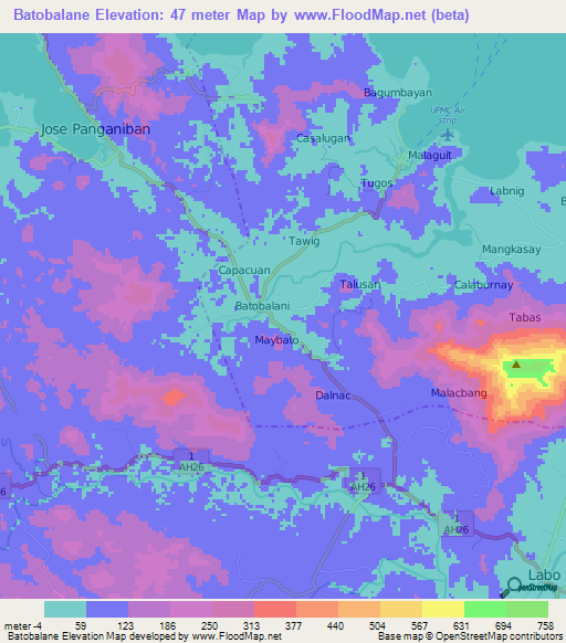 Batobalane,Philippines Elevation Map