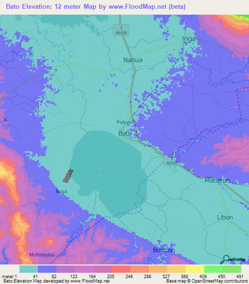Bato,Philippines Elevation Map