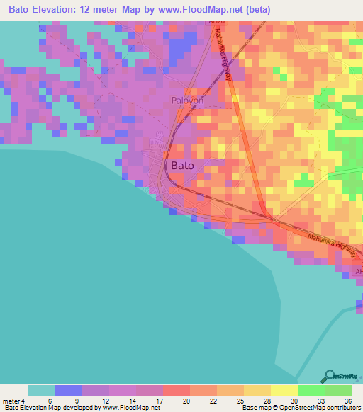 Bato,Philippines Elevation Map
