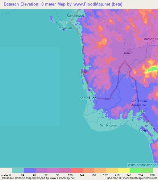 Batasan,Philippines Elevation Map