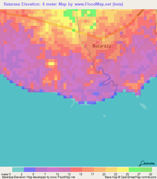 Batarasa,Philippines Elevation Map