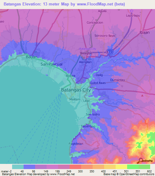 Batangas,Philippines Elevation Map