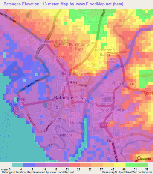 Batangas,Philippines Elevation Map