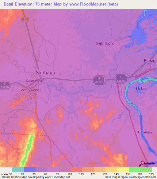 Batal,Philippines Elevation Map