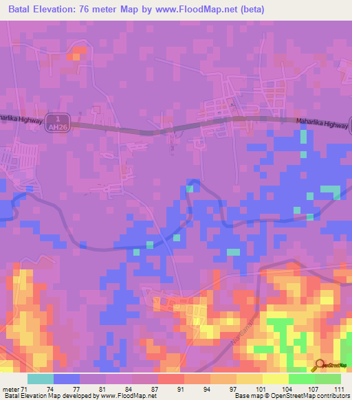 Batal,Philippines Elevation Map