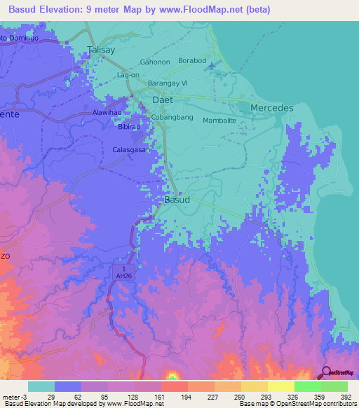 Basud,Philippines Elevation Map