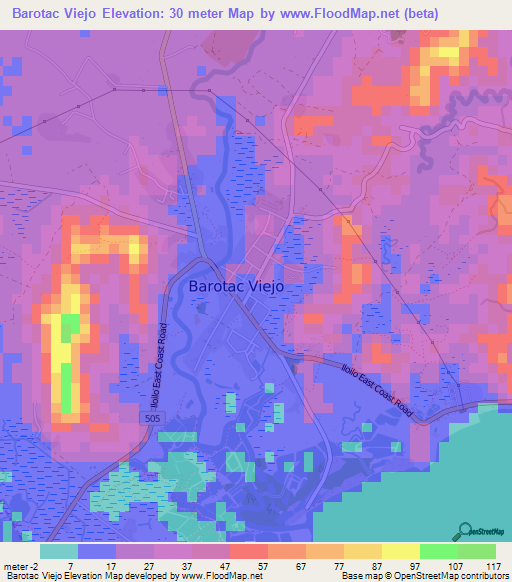 Barotac Viejo,Philippines Elevation Map