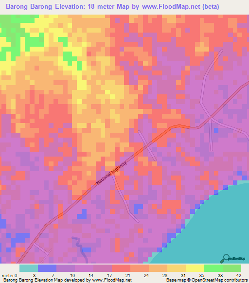 Barong Barong,Philippines Elevation Map