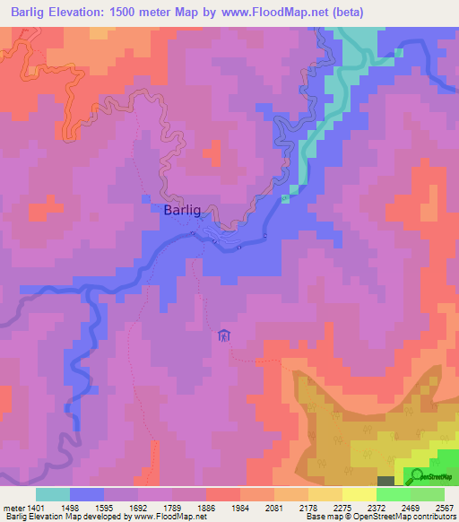 Barlig,Philippines Elevation Map