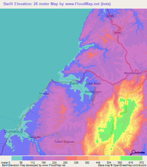 Barili,Philippines Elevation Map