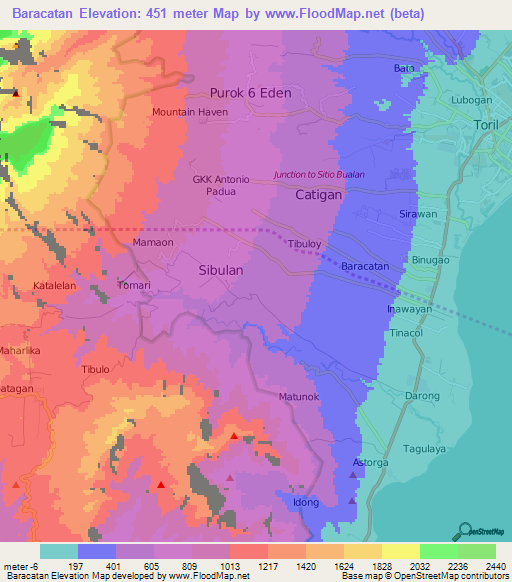 Baracatan,Philippines Elevation Map