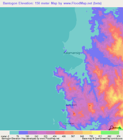Bantogon,Philippines Elevation Map