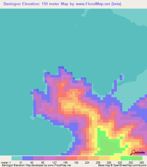 Bantogon,Philippines Elevation Map