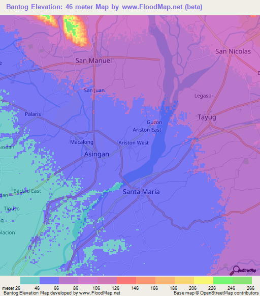 Bantog,Philippines Elevation Map
