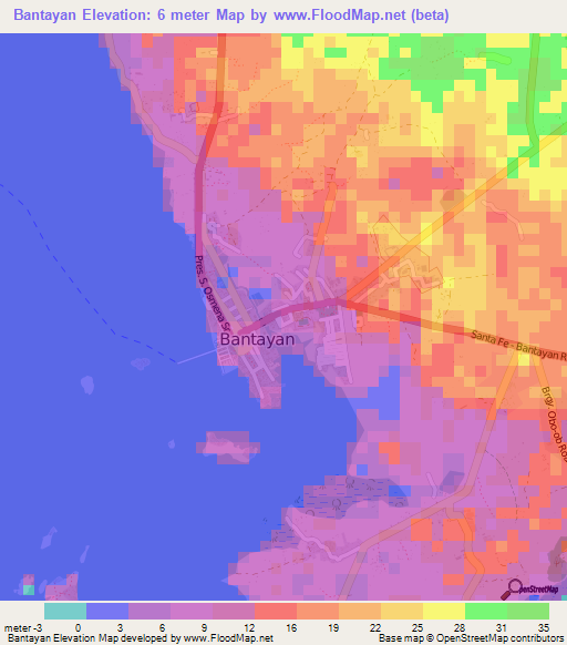 Bantayan,Philippines Elevation Map