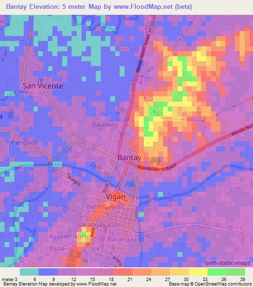 Bantay,Philippines Elevation Map