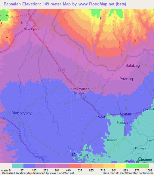 Bansalan,Philippines Elevation Map
