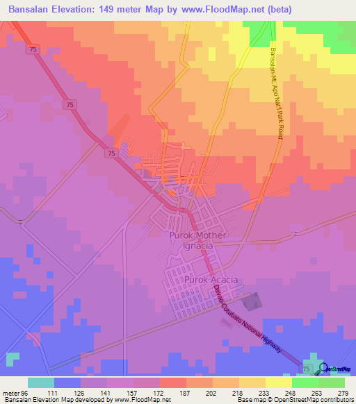 Bansalan,Philippines Elevation Map