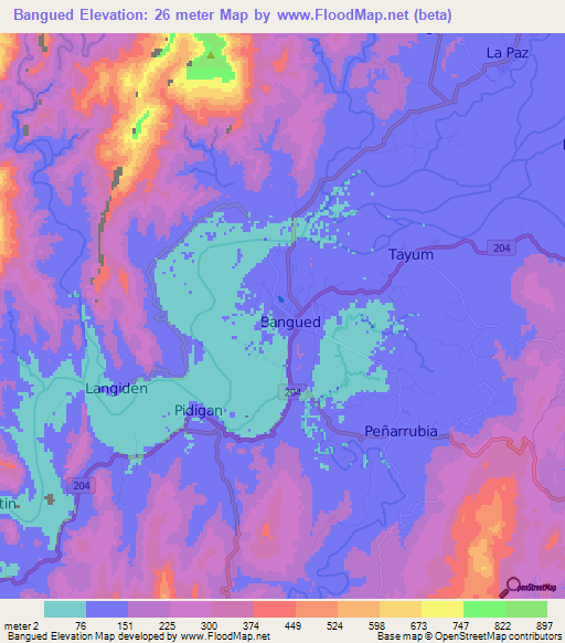 Bangued,Philippines Elevation Map