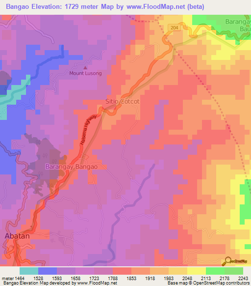 Bangao,Philippines Elevation Map