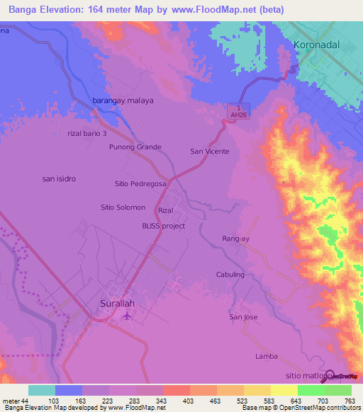Banga,Philippines Elevation Map