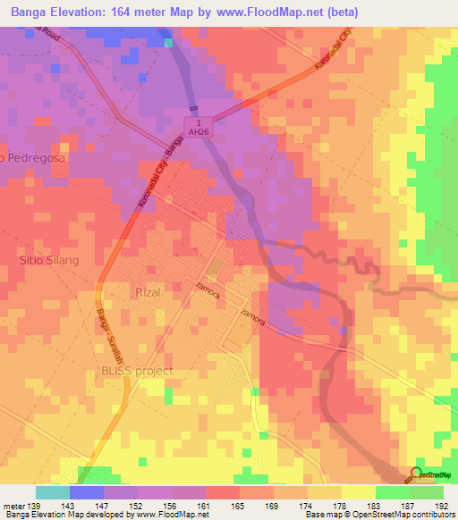 Banga,Philippines Elevation Map