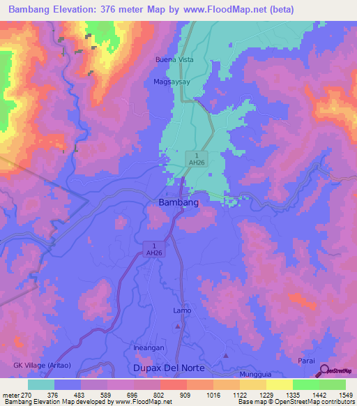 Bambang,Philippines Elevation Map