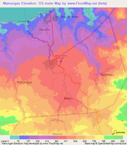 Mamungan,Philippines Elevation Map