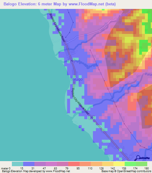 Balogo,Philippines Elevation Map