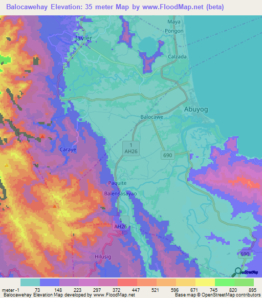 Balocawehay,Philippines Elevation Map