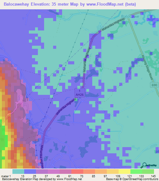 Balocawehay,Philippines Elevation Map
