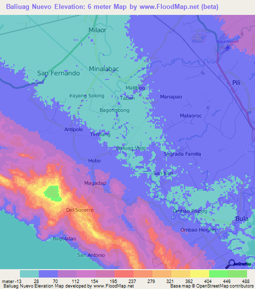 Baliuag Nuevo,Philippines Elevation Map