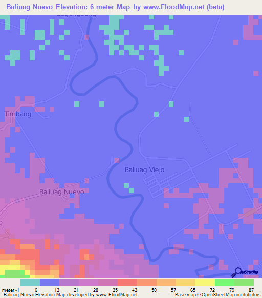 Baliuag Nuevo,Philippines Elevation Map