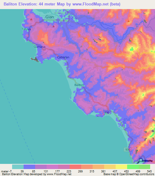 Baliton,Philippines Elevation Map