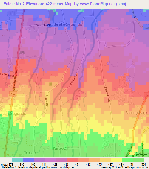 Balete No 2,Philippines Elevation Map