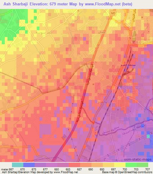 Ash Sharbaji,Syria Elevation Map