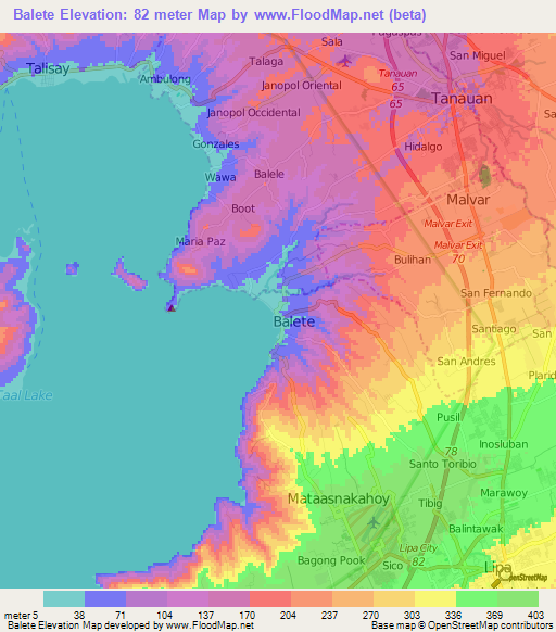 Balete,Philippines Elevation Map