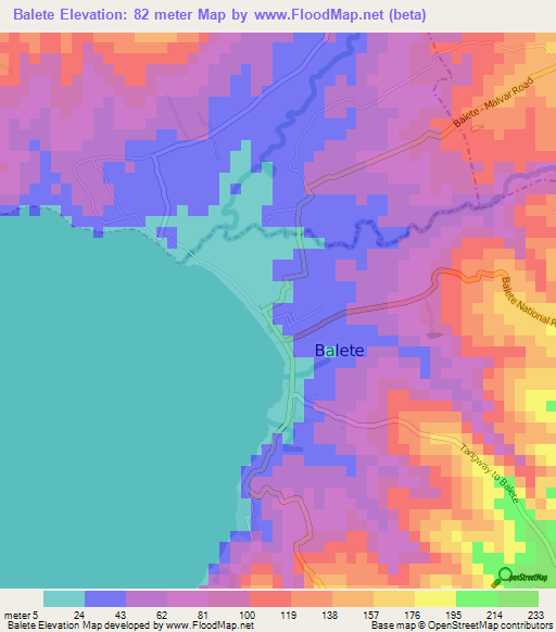 Balete,Philippines Elevation Map