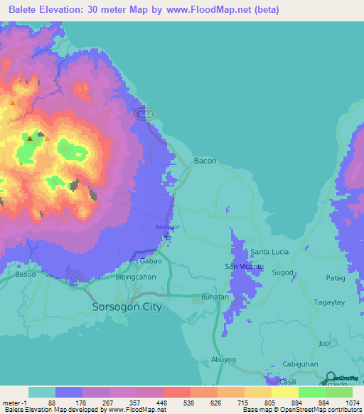 Balete,Philippines Elevation Map