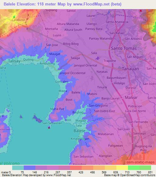 Balele,Philippines Elevation Map
