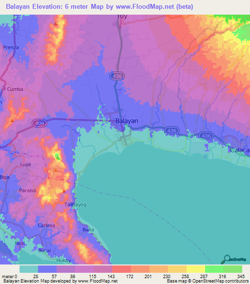 Balayan,Philippines Elevation Map