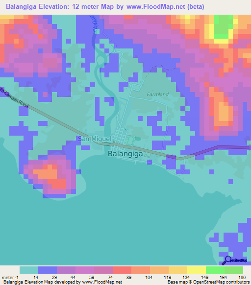 Balangiga,Philippines Elevation Map