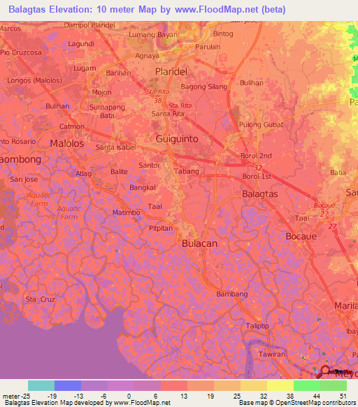 Balagtas,Philippines Elevation Map