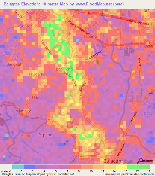 Balagtas,Philippines Elevation Map